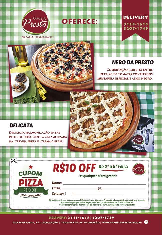 Novidades Presto Pizzas